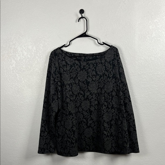 Talbots Tops - Talbots Shirt Women 3X Gray Floral Palampore Jacquard Tapestry Button Back Tunic